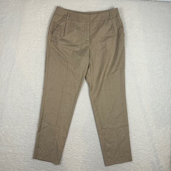 Weekend Max Mara Size 10 Virgin Wool Trousers Straight Leg Pleated Tan Neutral - Picture 1 of 9